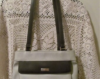Liz Claiborne two tone bag. Ivory and darkest brown.
