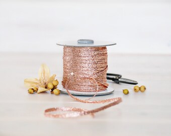 Braided Ribbon 1/8 Inch - From 3 to 109 Yards - Wedding Ribbon - Gold Rose Metallic Ribbon- Etsy Wedding - Gold Rose - Braided Ribbons