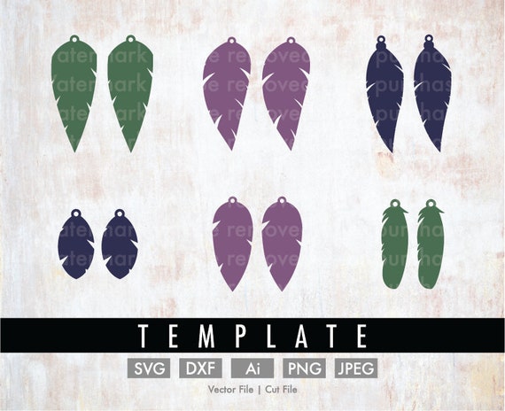 Download DIY 6 Feather Earrings Template Bundle Cut File/Vector