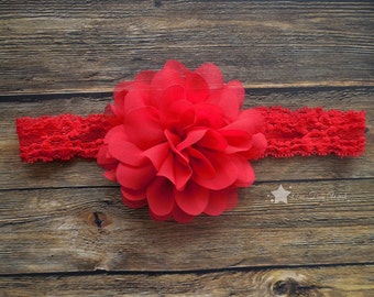 Red headband, baby lace headband, baby headband, infant headband, newborn headband, baby girl, newborn girl, lace headband, headband infant