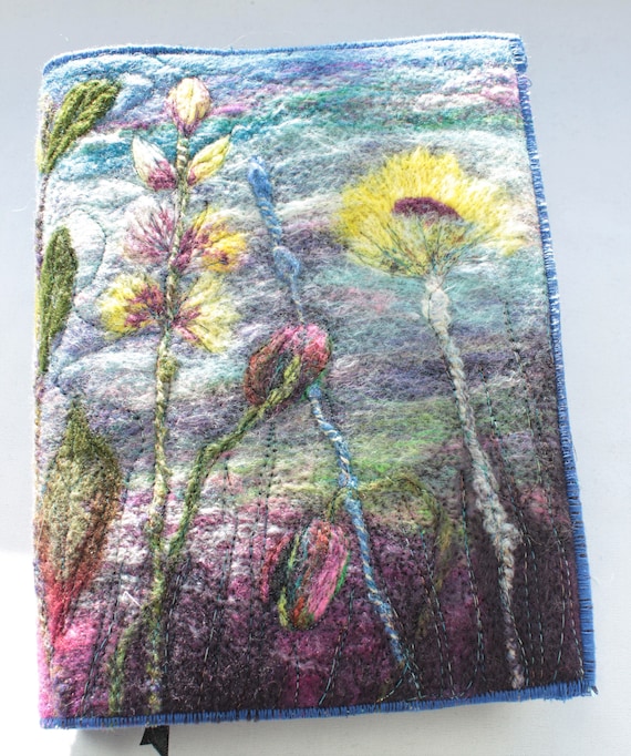 Needle Felted Book Cover with A5 Book from LittleGemFelts on Etsy Studio