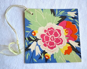 Vintage Tally Card - Floral Square - Unused