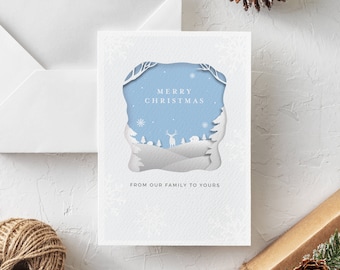 Merry Christmas Printable Christmas Card - Blank Inside - Cutout Style