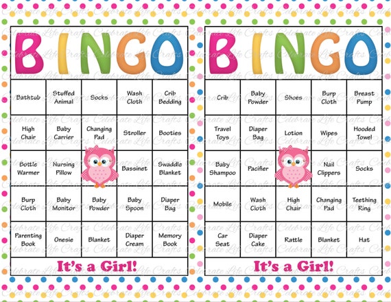 30 Baby Shower Bingo Cards Printable Baby Girl Instant