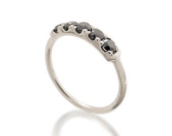 Black diamond ring, Engagement ring, Black diamond engagement ring, Alternative engagement ring, Unite diamond ring, White gold diamond ring