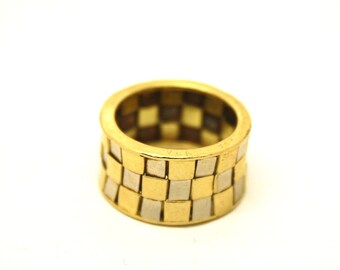 Vintage Van Cleef Arpel checkboard gold ring