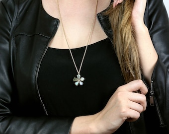MOTHER'S DAY GIFT - Flower necklace,Labradorite necklace,gold necklace,teardrop necklace,long necklace,gemstone necklace