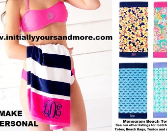 Monogram Beach Towels (Matching Beach Bags, Tunics and Cooler Totes and swim wear available too)