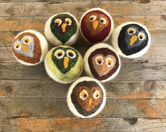 Dryer Balls - Wool Large Sweetheart Owls Set