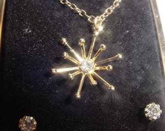 Vintage Marguts Collection Rhinestone Necklace & Pierced Earring Set In Original Gift Box 2011 - 22