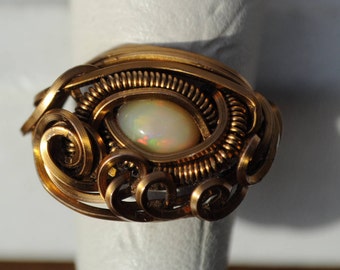 Size 3.75 Genuine Ethiopian Welo Opal Ring in Copper