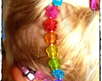 Rockin Aid Retainers: Rainbow Hibiscus Hawaiian Leis Made with Acrylic and Czech Glass Beads! Please select quantity 2 for a pair!