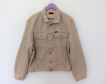 Vintage LEE Jean Jacket Beige Denim Jacket Ivory Denim Jacket Size small to Medium