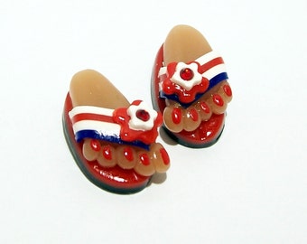 Flip Flops - Handmade Polymer Clay BEADS with Feet