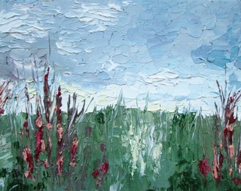 Palette knife painting, landscape painting, small painting, oil painting, palette knife art, original painting, texture painting, nature art