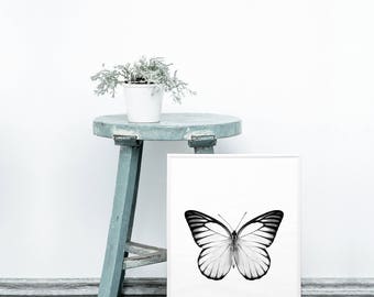 Butterfly printable - Monochrome decor - Minimalist home - Black and white wall art - Butterflies printable - Monochrome art prints