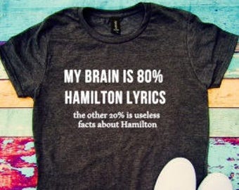 My brain is 80% Hamilton lyrics, Alexander Hamilton Musical shirt , Jefferson,Hamilton Shirt, Aaron Burr shirt, Hamilton, Talk