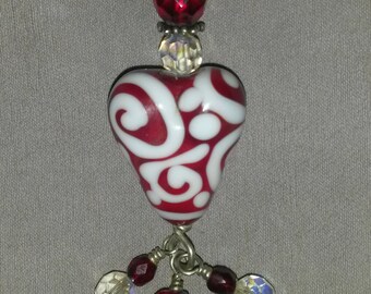 Heart Lampwork Focal Bead Pendant