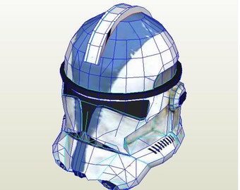 Clone trooper helmet Star Wars DIY printable paper model pattern. Cosplay. Paper party mask. Papercraft pattern template