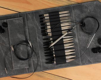Lykke Interchangeable 5 Inch Deluxe Birch Wood Circular Knitting Needle Set - Indigo, Grey or Black Case