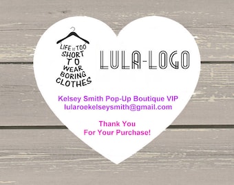 120 Large White Heart Printed Customer Thank You Stickers Seals Can be used on your Lula packages