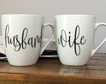 Husband and Wife Mugs - Bride and Groom Gift - His and Hers Bridal Shower Engagement Gift - Wedding Gift for the Couple - His and Hers Mugs
