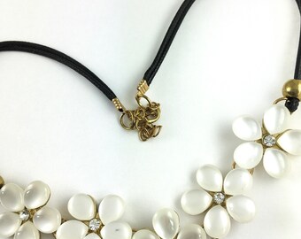 Vintage retro costume jewelry floral panels necklace wedding bridal party bib necklace