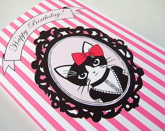 Fancy Kitty Birthday Greeting Card