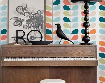 Self adhesive vinyl wallpaper, peel and stick wall decal - Colourful Leaf pattern print - 020