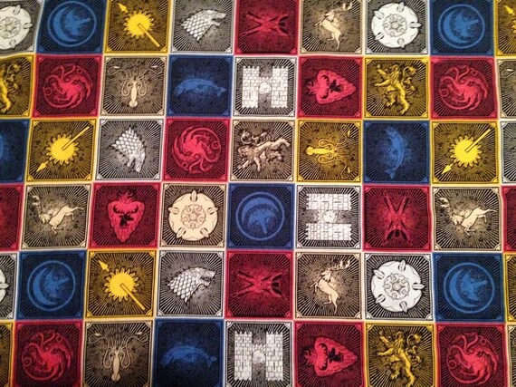 Game of Thrones House Sigils Cotton Fabric by the yard