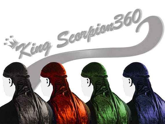 CUSTOM VELVET DURAG: King Scorpion 360 Fat Lace Velvet Du-rag/Hair Wrap/Turban