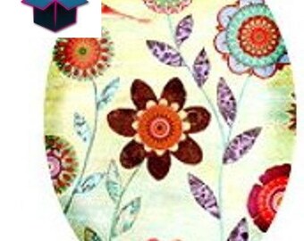 1 cabochon glass 25mm x 18mm flowers theme
