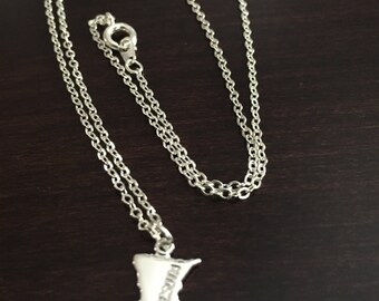 Minnesota Necklace, Minnesota, silver Minnesota necklace, Minnesota jewelry, Minnesota pendant, state necklace, necklace, silver necklace