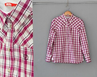Vintage plaid mens shirt, Mens shirt, Plaid shirt, Fjall - Raven shirt, Checkered shirt, Button up shirt, Vintage Long sleeve shirt / Medium