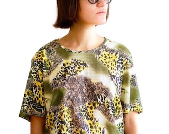 Vintage 90s leopard print top UK 18