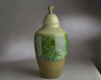 Lidded Jar Ready To Ship Jade Green Lidded Jar by Symmetrical Pottery