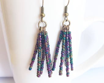 Beaded Dangle Earrings, Beaded Earrings, Beaded Jewelry, Dangle Earrings, Seed Bead Dangle Earrings, Tassel Earrings, Beaded Tassel Earrings