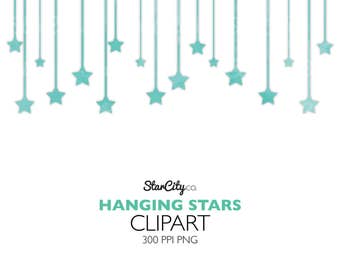 Hanging Star Clipart, Star Clipart, Star Graphics, Hanging Star graphics, Design embellishments, accents, Commercial Use, instant download