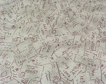 Quilt fabric, Letters, Sage, Green, 1/2 YARD, Mail, Blender, OOP, Cotton