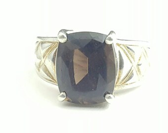 Epic Vintage Sterling Silver Statement Smoky Quartz Ring- Size 5.75