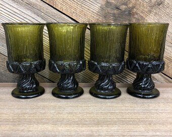 Green Brutalist Wine Glasses, Set of 4