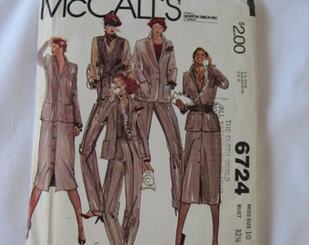 McCalls Womens Sewing Pattern 6724 Size 12