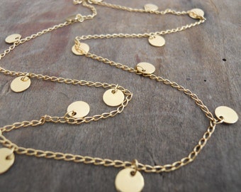Gold Coin Necklace. Layering delicate charm necklace. Layer Gold Necklace