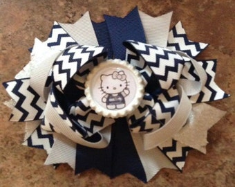 5.5" Layered Bottle Cap Hair Bow-Seahawks