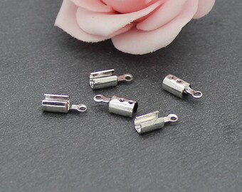 Platinum 40 X 11 x 4 mm silver plated copper caps for cord 3 mm AP133