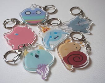 Adventure Time acrylic charms (Ash, Icefinn, Prismo, Snail, Hunsun Abadeer ,TV)