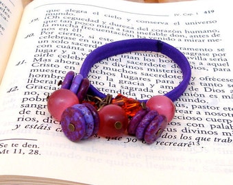 Purple Beaded Hair Elastic