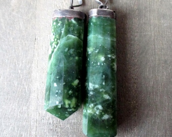 Jade oxidized silver large pendant- 1 Pendant
