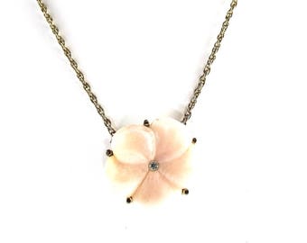 Vintage Pink Flower Necklace