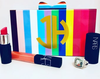 Striped Acrylic Box Clutch